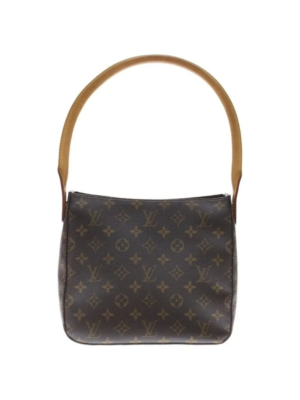 Louis Vuitton Monogram Looping Shoulder Bag Brown Leather Gold